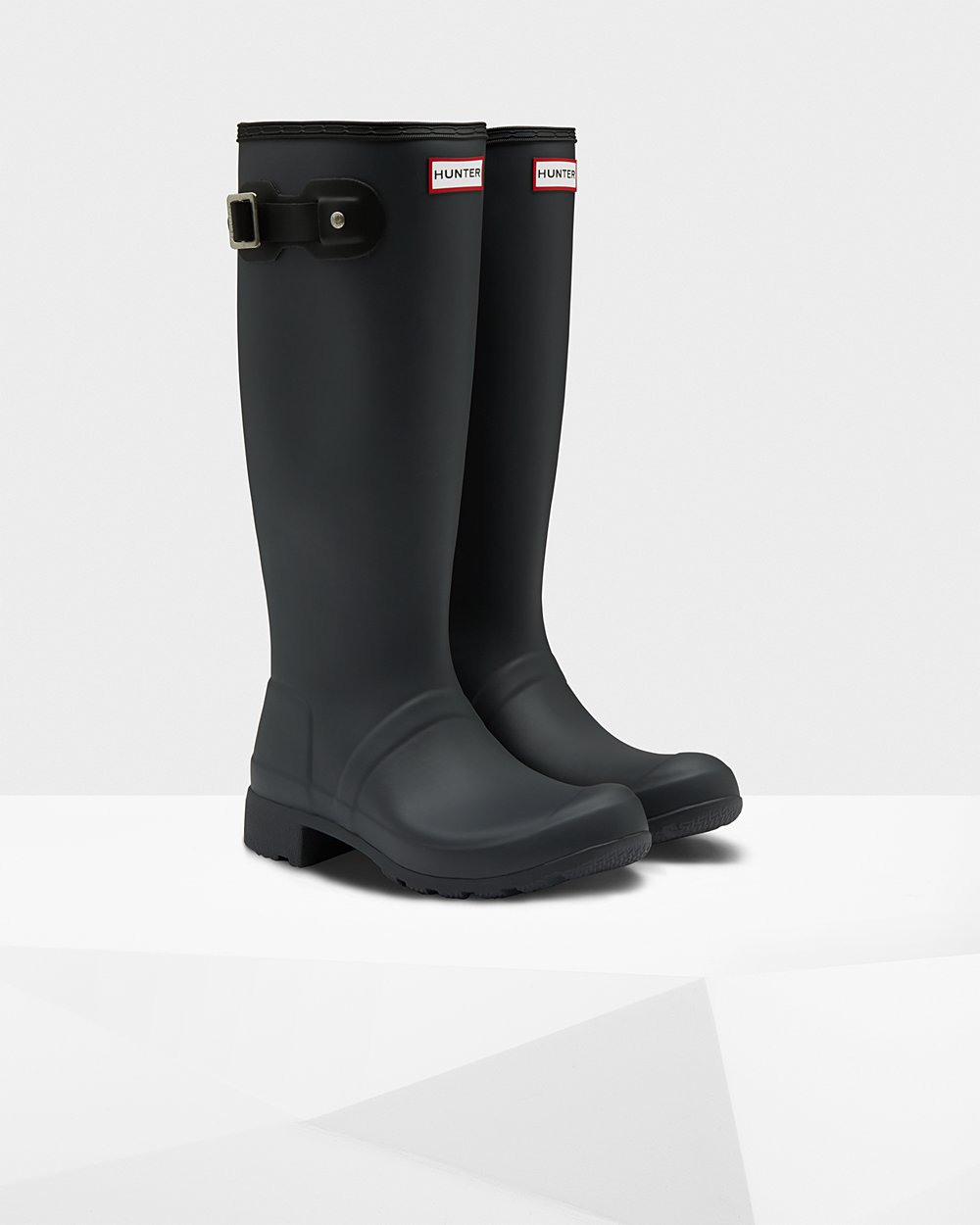 Womens Hunter Original Tour Foldable - Tall Rain Boots Black - 7103-IHELK